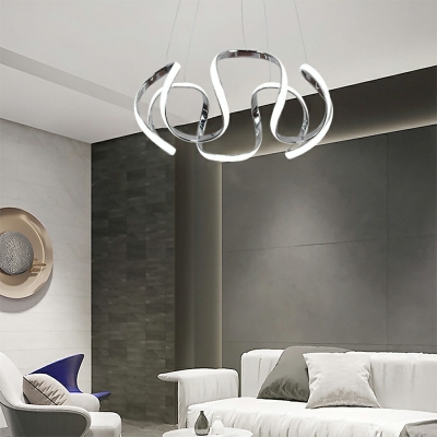 Wave Metallic Suspension Pendant Light LED Modern Style Chandelier Lighting Fixture for Living Room
