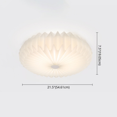 White Shade Ceiling Light Modern Acrylic Drum LED 1-Light Flushmount Light