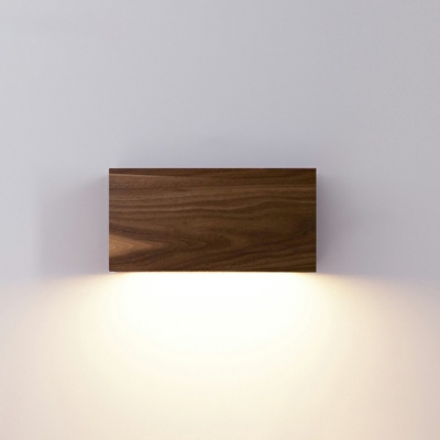 Wooden Ultrathin Rectangle LED Wall Sconce Minimalist 4 Inchs Height Wall Mounted Lamp
