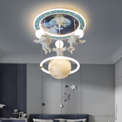 6 Light Ceiling Light Globe Resin Shade Flush Mount Ceiling Light for Children Bedroom