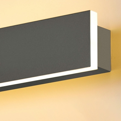 Bar Shaped Flush Wall Sconce Simplicity LED Metal Wall Lighting in Black for Bedroom