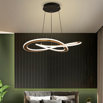 Black Twisted Chandelier Light Fixture Minimalist Style Metal LED Chandelier Pendant Light