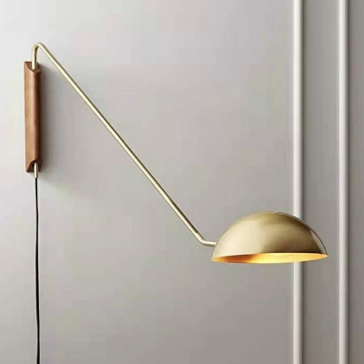 Creative Designer Bowl Wall Light Metal 1 Bulb Bedroom Plug-in Wall Mounted Reading Lamp with Swing Arm