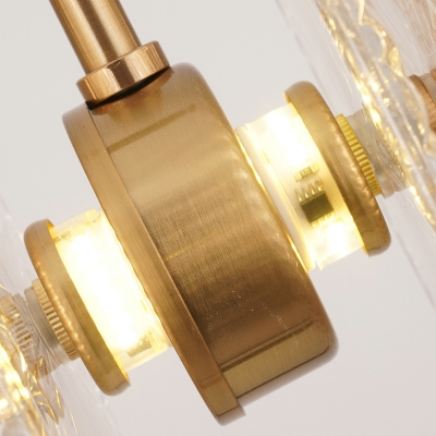 Cylinder Pendant Light Kit Crystal 8 Inchs Wide Hanging Lamp Kit in Brass for Bedroom Dining Room