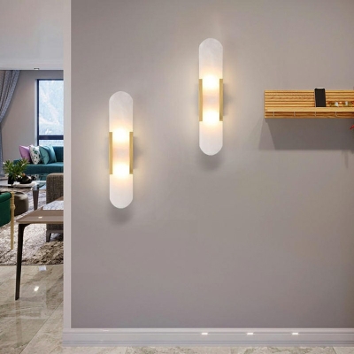 Golden Oval Frame Wall Lighting 3.5 Inchs Wide 1 Head Modernism Forsted Glass LED Bedside Wall Mount Light Fixture