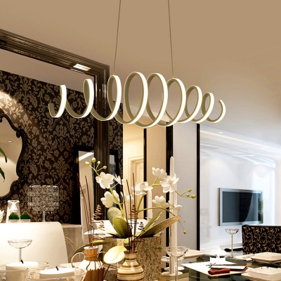 Minimalist Dining Room White Island Pendant Spiral Design Acrylic LED 1-Light Island Light