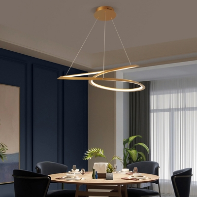 Modern Dining Room Crossed Suspension Lighting Metal Linear LED 1-Light Chandelier