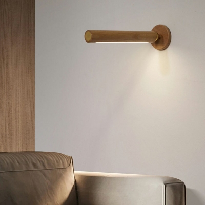Nordic Bedroom LED Wall Lamp Angle Adjustable Wooden Sconce Light for Bedside in Warm Light