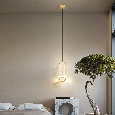 Oval Metal Ring LED Pendant Postmodern Bedroom 2-Light Hanging Lamp
