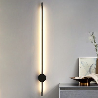 Slim Stick Wall Mount Lighting Minimalist 4 Inchs Wide Metallic LED Hallway Surface Wall Sconce in Black