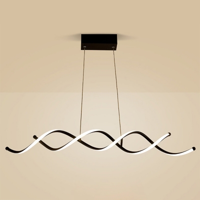 Spiral Design Aluminum Linear Pendant Minimalist Style Dining Room LED 2-Light Hanging Lamp