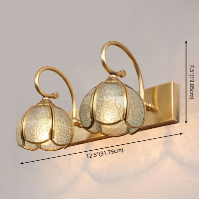 Vintage Gold Metallic Vanity Light Fixtures 2 Heads Glass Dome Shaded Mirror Vanity Lights