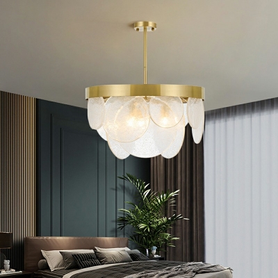 Circle Bubble Glass Modern Dining Room Suspension Light Gold Metal 10-Light Chandelier
