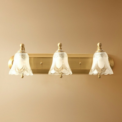 Gold Metal Wall Mounted Lighting Tradicional Style Glass Bell Shade Vanity Wall Light Fixtures for Bathroom