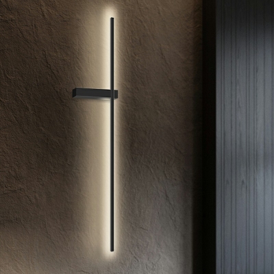 Linear Aluminum Wall Sconce Minimalist Bedroom LED Black 1-Light Wall Lamp