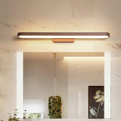 Linear LED Wall Vanity Light Nordic Metal Bathroom Wall Lighting with Acrylic Shade in Coffee