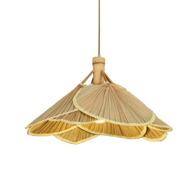 Modern Fan Ceiling Light Bamboo 1 Light 23 Inchs Wide Suspension Pendant in Wood for Dining Room