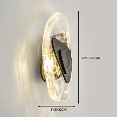 Postmodern LED Flush Wall Sconce 12 Inchs Height Metal Wall Lamp with Crystal Shade in Warm Light