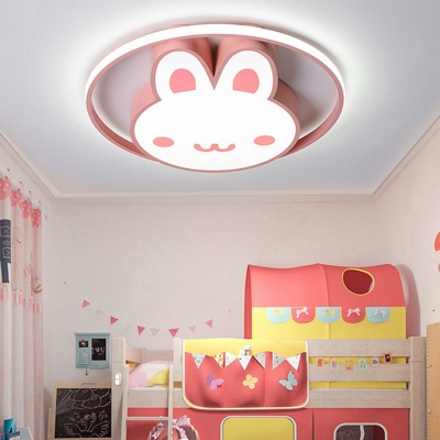 Rabbit Acrylic Shade Cartoon Ceiling Light with 1 LED Light Flush Mount Ceiling Light for Children Bedroom