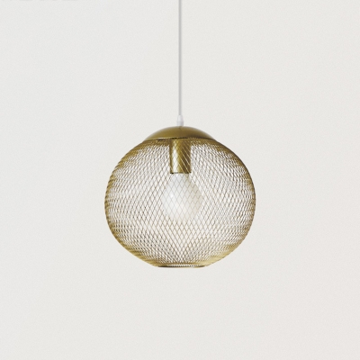 Vintage Golden Industrial Rustic Metal Mesh Globe LED Pendant Light Ceiling Lamp Shade