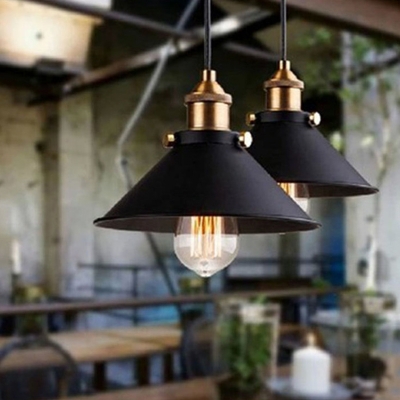 Vintage Retro Ceiling Pendant Circle Metal Ceiling Mount with 1 Light Metal Shade Single Pendant for Restaurant