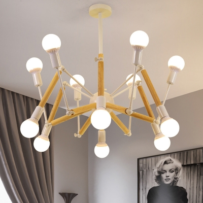 Wooden Spider Pendant Lighting Moden Style for Bedroom Living Room Ceiling Chandelier