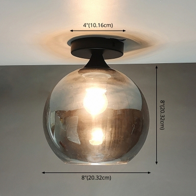 1 Head Globe Shade Semi Flush Mount Lighting Contemporary Style Glass Ceiling Light for Hallway