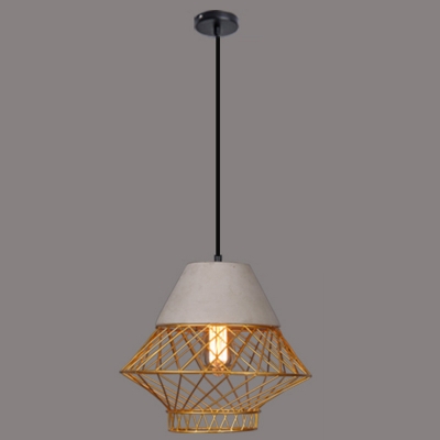 1 Light Pendant Light Modern Wire Cage Shade Dining Room Hanging Lamp