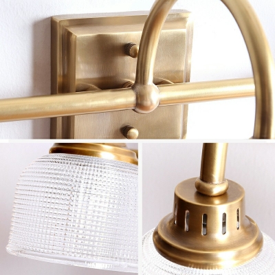 American Prismatic Glass Vanity Light Antique Brass Vintage Wall Sconce for Mirror Cabinet