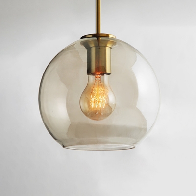 Bottle Pendant Lamp Contemporary Clear Glass 1 Head Lighting Fixture in Brass for Kitchen