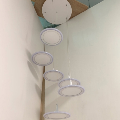 Contemporary Disc LED Pendant Light Acrylic 3 Lights in White for Dining Room