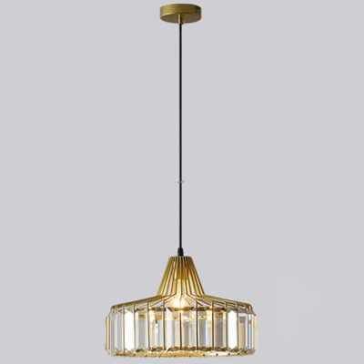 Drum Crystal Shade Pendant Lighting Modern Style 1 Light Restaurant Hanging Lamp