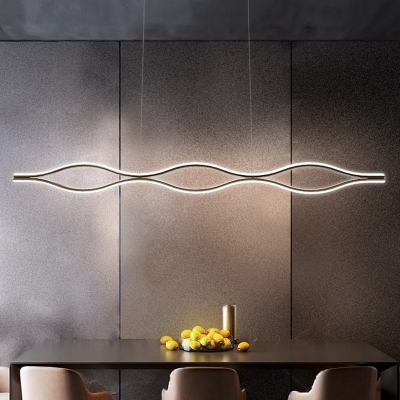 Metal Spiral Design Island Pendant Modern Dining Room 2-Tier LED 2-Light Island Light
