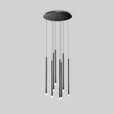Metal Strip Hanging Light Modernism 23.5 Inchs Height Pendant Lamp with Mini Globe for Living Room
