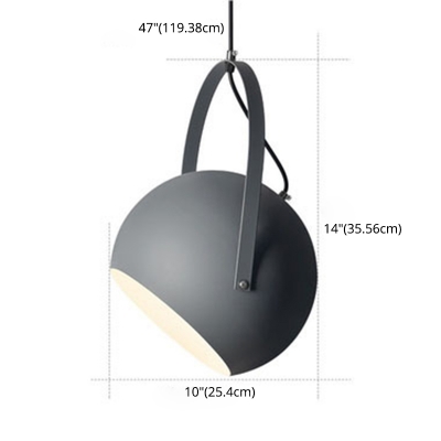 Nordic Style Dome Pendant Light One Light Metal Candy Colored Hanging Light for Kitchen with Handle