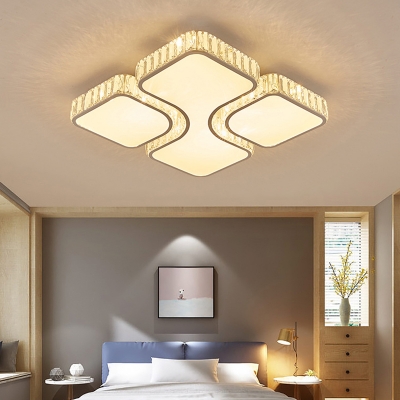 Rectangle Acrylic Shade Modern Ceiling Fixture with 1 LED Light Crystal Ceiling Light Fixture for Living Room