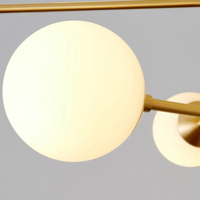 Sphere Shade Suspended Light Modern Chic White Glass Hanging Light for Living Room