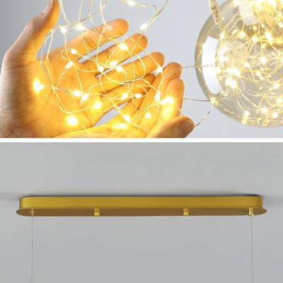 Starry Star Glass Ball Island Light Golden Aluminum Nordic Minimalist Bar Circle LED Lamp