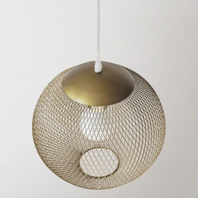 Vintage Golden Industrial Rustic Metal Mesh Globe LED Pendant Light Ceiling Lamp Shade