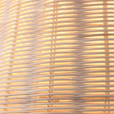 1 Light Asian Ceiling Pendant Circle Metal Ceiling Mount Bamboo Shade Single Pendant for Restaurant