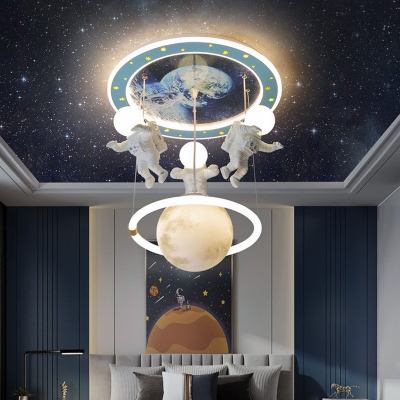 6 Light Ceiling Light Globe Resin Shade Flush Mount Ceiling Light for Children Bedroom
