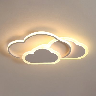 Acrylic Cloud Flush-Mount Light Fixture Contemporary LED Close to Ceiling Lamp for Kid's Room