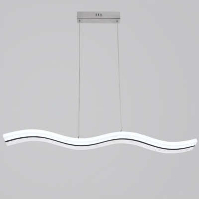 Acrylic White Linear Island Light Modern Dining Room Wave Design LED 1-Light Island Pendant