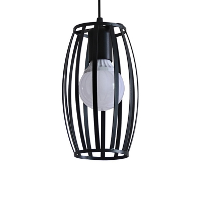 Black Finish Oval Pendant 5.5 Inchs Wide Farmhouse Iron Hanging Ceiling Light