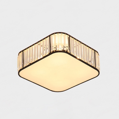 Colonial Style Metal Frame Flushmount Light Crystal Shade 5-Bulb Ceiling Light