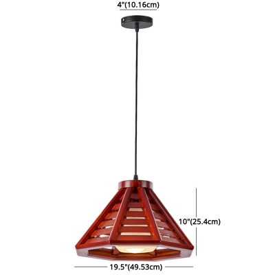 Cone Frame Modern Dining Room Pendant Wood 1-Bulb Hanging Lamp