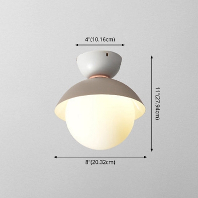 Dome Close To Ceiling Fixture Minimalism Style 1 Head Metallic Ceiling Flush Mount Light
