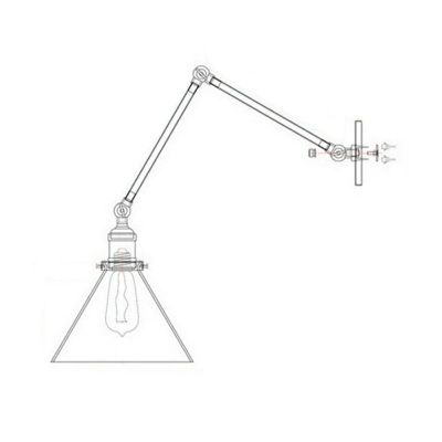 Industrial Glass Shade Sconce Light Fixture Swing Arm Wall Lamp for Bedroom Restaurant in Black