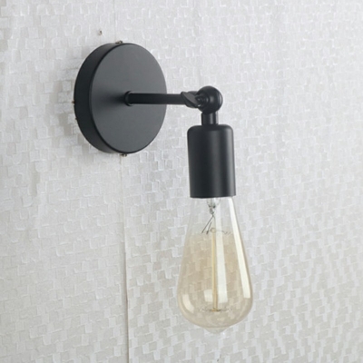 Industrial Pipe Wall Sconce Single Light 8.5 Inchs Height with Lamp Base in Black Finish