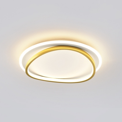 LED Round Flush Mount Lighting Bedroom Simplicity Style Metallic Ceiling Light